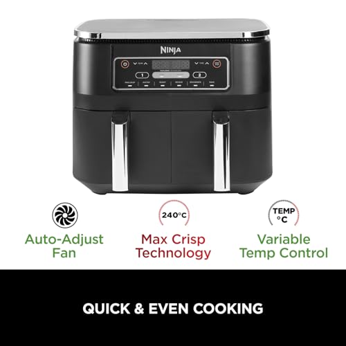 Ninja AF300UK Dual Zone Air Fryer - 7.6L, 2 Drawers, 6-in-1 Cooking, Energy Efficient, Oil-Free, Non-Stick, Dishwasher Safe, Black/Silver - Image 46