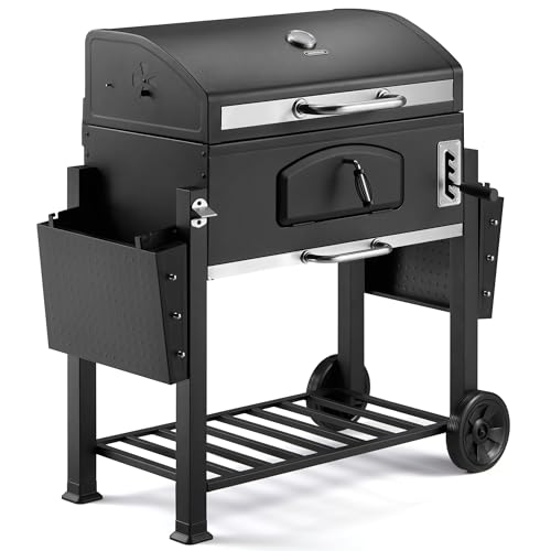 VonHaus XL Charcoal BBQ Grill & Smoker – Portable Barbecue with Warming Rack, Side Shelves, Wheels, Temperature Gauge – Outdoor Cooking for Meat, Fish & Veg - Image 20