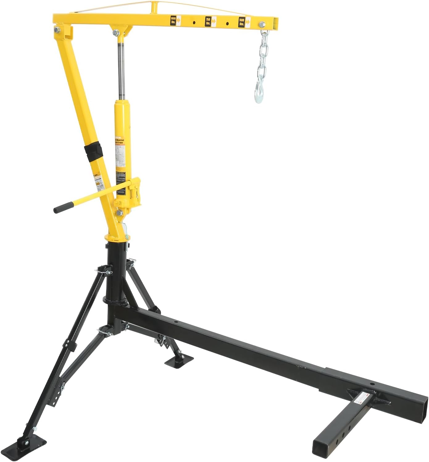 MAXXHAUL 70238 Hitch-Mounted Hydraulic Truck Crane – 1000 lb (454 kg) Capacity, Swivel Lift Arm, Adjustable Boom (500/750/1000 lb)