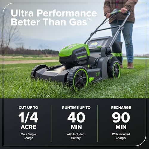 Greenworks 60V Brushless Cordless Push Lawn Mower – 17″ (43 cm) Deck, 4.0 Ah Battery & 3 A Rapid Charger, 40 Min Runtime - Image 43
