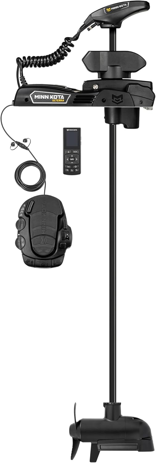 Minn Kota 1358503 Ulterra Quest 90/115 lb Thrust Brushless Bow-Mount Trolling Motor with Spot-Lock®, MEGA Side Imaging®, Wireless Remote, 72″ Shaft, Freshwater