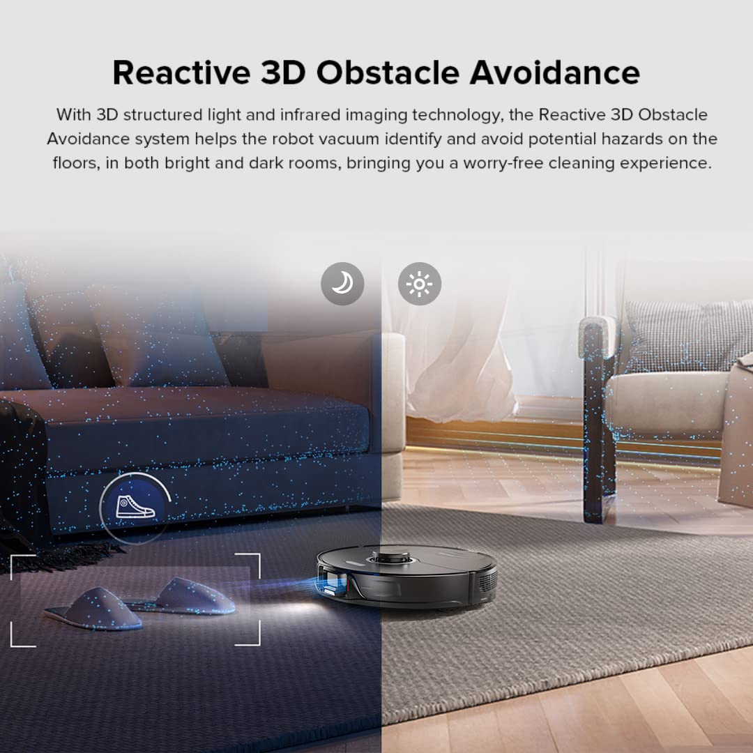 Roborock S8+ Robot Vacuum and Mop Combo, 6000Pa Suction, Sonic Mopping, Auto Mop Lift, Self-Empty Dock, 3D Obstacle Avoidance, Smart App Control, 60-Day Dust Bin, White - Image 5