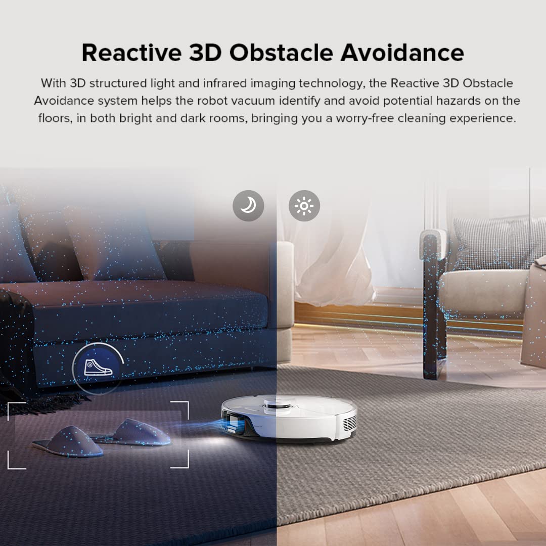Roborock S8+ Robot Vacuum and Mop Combo, 6000Pa Suction, Sonic Mopping, Auto Mop Lift, Self-Empty Dock, 3D Obstacle Avoidance, Smart App Control, 60-Day Dust Bin, White - Image 10