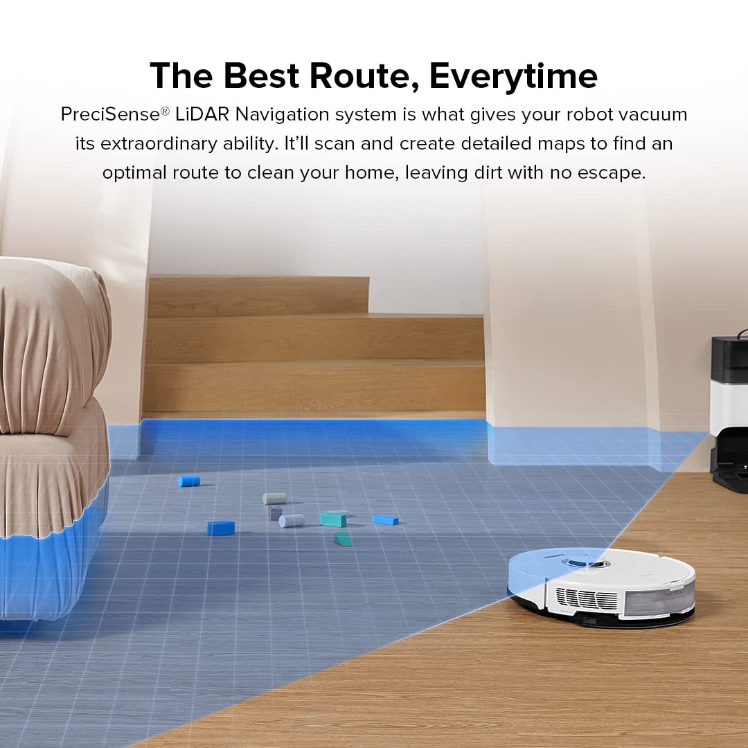 Roborock S8+ Robot Vacuum and Mop Combo, 6000Pa Suction, Sonic Mopping, Auto Mop Lift, Self-Empty Dock, 3D Obstacle Avoidance, Smart App Control, 60-Day Dust Bin, White - Image 11