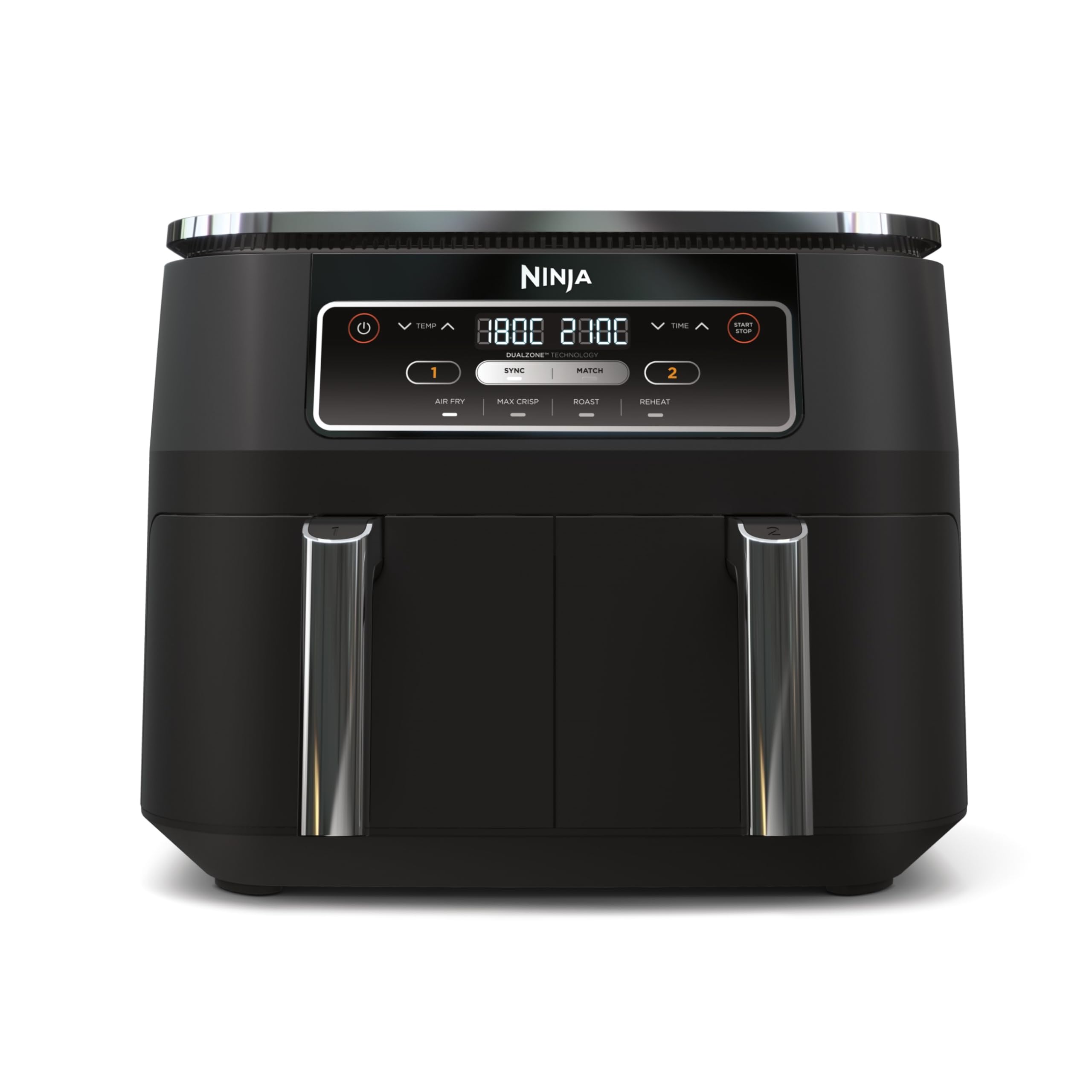 Ninja AF300UK Dual Zone Air Fryer - 7.6L, 2 Drawers, 6-in-1 Cooking, Energy Efficient, Oil-Free, Non-Stick, Dishwasher Safe, Black/Silver