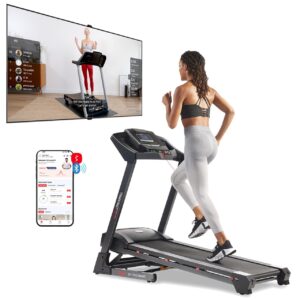 Sunny Health & Fitness Foldable Treadmill – 2.5 HP Brushless Motor, 0–16 km/h, 15-Level Auto Incline, 50 cm Deck, Bluetooth & SunnyFit App