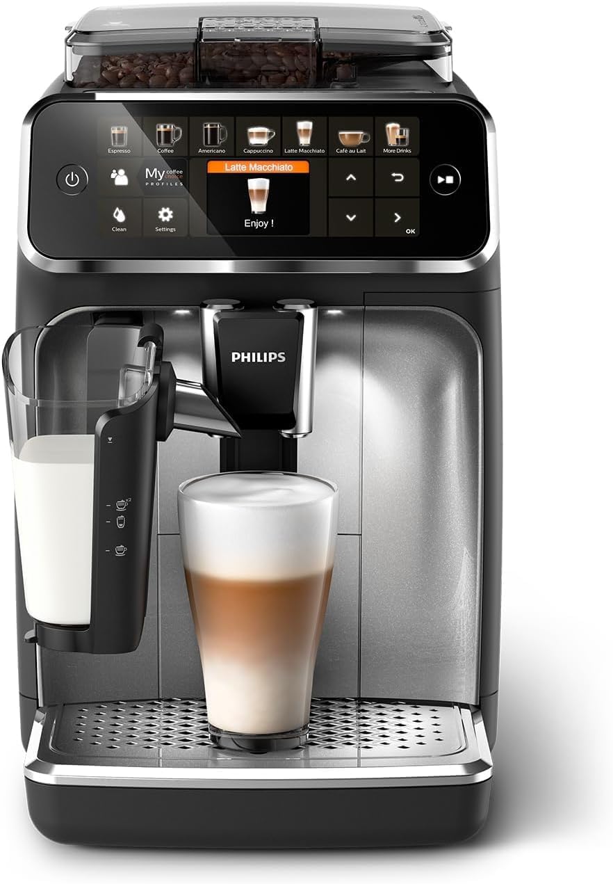 Philips 5400 Series EP5446/70 – Fully Automatic Espresso Machine with LatteGo, Ceramic Grinder & 12 One-Touch Beverages (Black)
