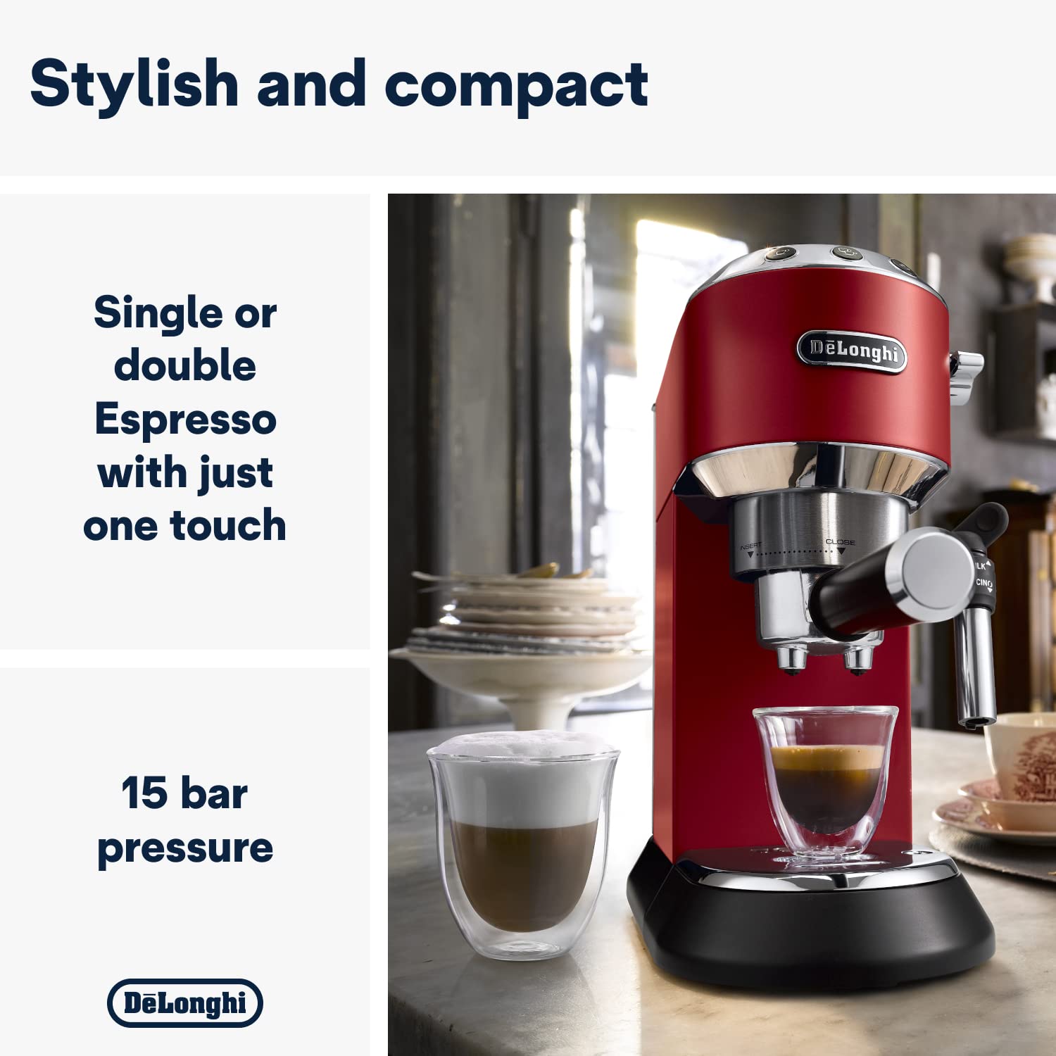 De’Longhi Dedica Style EC685M – 15-Bar Pump Espresso & Cappuccino Machine with Adjustable Cappuccino System, Slim 15 cm Silver Design - Image 22