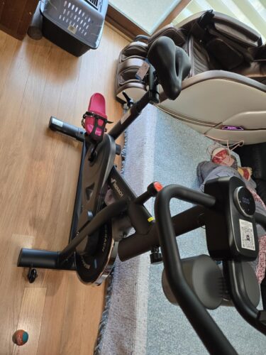 MERACH Stationary Exercise Bike – Quiet Belt-Drive Indoor Cycling with Bluetooth App, 300 lb Capacity, LED Monitor, Tablet Mount & Fitness Courses photo review