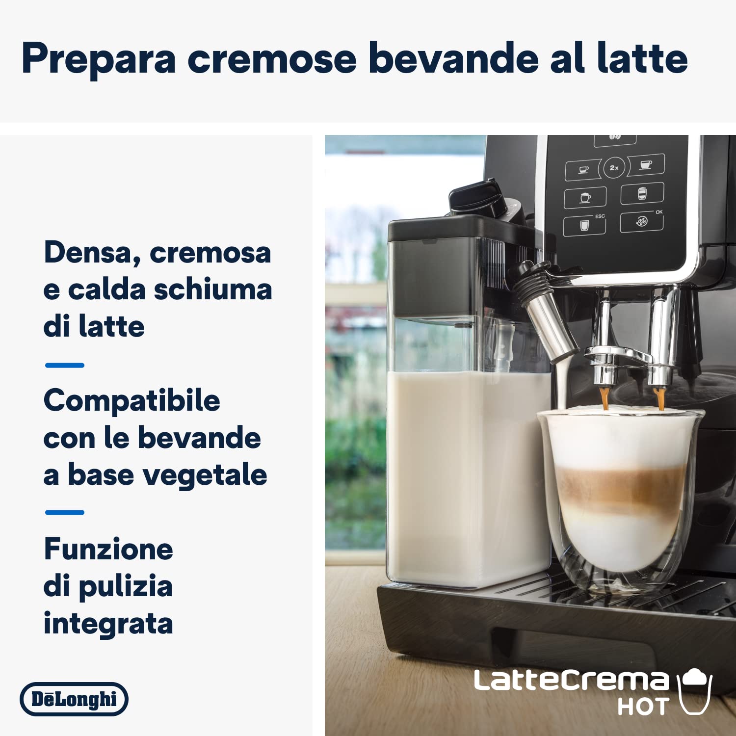 DeʼLonghi Dinamica ECAM350.15.B – Fully Automatic Bean-to-Cup Espresso & Coffee Machine with Manual Milk Frother, Double-Cup Brew, Hot Water Spout, 1.8 L Tank, 1450 W, Black/Stainless Steel - Image 7