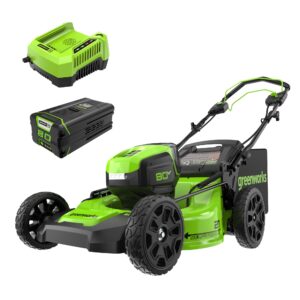 Greenworks 24V Brushless Cordless Push Lawn Mower – 13″ (33 cm) Deck, 4.0 Ah Battery & Charger Included
