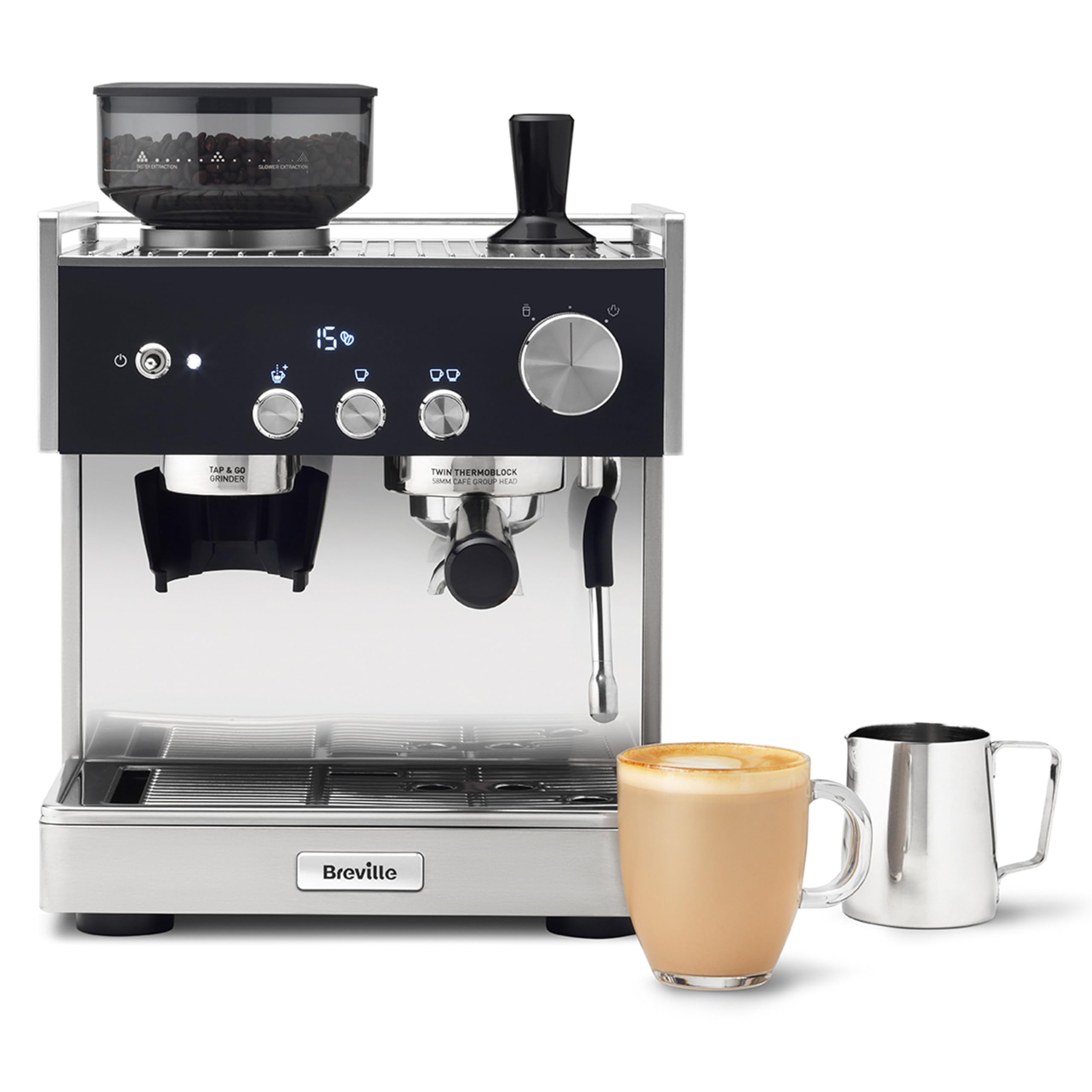 Breville Barista Max Espresso Machine – Integrated Bean Grinder, Milk Frother, 15 Bar Pump, 2.8L Tank, Stainless Steel Espresso, Latte & Cappuccino Maker - Image 3