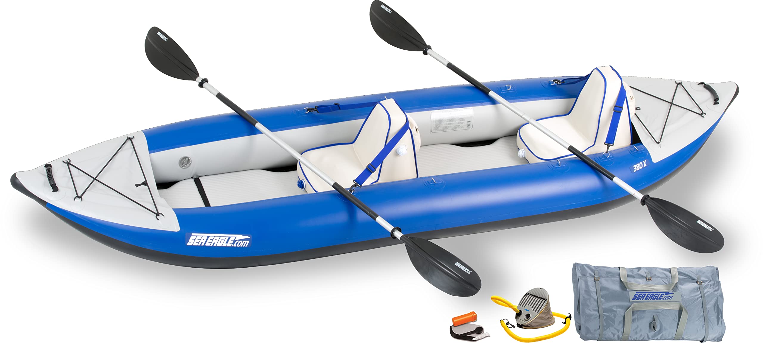 Sea Eagle 380X 12’6″ Explorer Inflatable Kayak – Self-Bailing, Drop-Stitch Floor, Removable Skeg, Whitewater & Touring