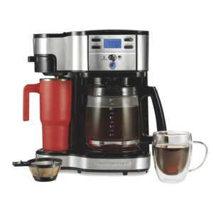 Hamilton Beach 2-Way Coffee Maker – 12-Cup Programmable Drip Machine & Single Serve Brewer, Auto Pause & Pour, Eco-Friendly, Dual Water Reservoirs, Black (49980R)