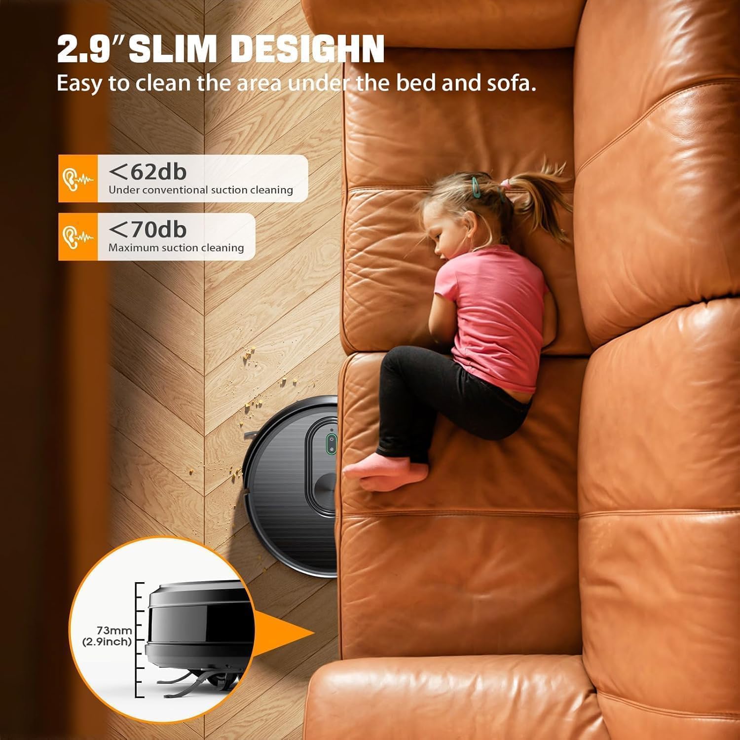 XIEBro T8S Robot Vacuum and Mop Combo – 2-in-1 Smart Cleaner with 3200Pa Suction, APP/Voice Control, Auto-Charge, Ultra-Slim, Pet Hair Friendly, for Hard Floors & Carpet - Image 8