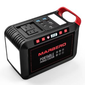 MARBERO M82 Portable Power Station – 88Wh/24000mAh Lithium Battery | 80W AC Output | Solar Rechargeable Backup Power Bank for Camping, Emergency, RV & Outdoor Use