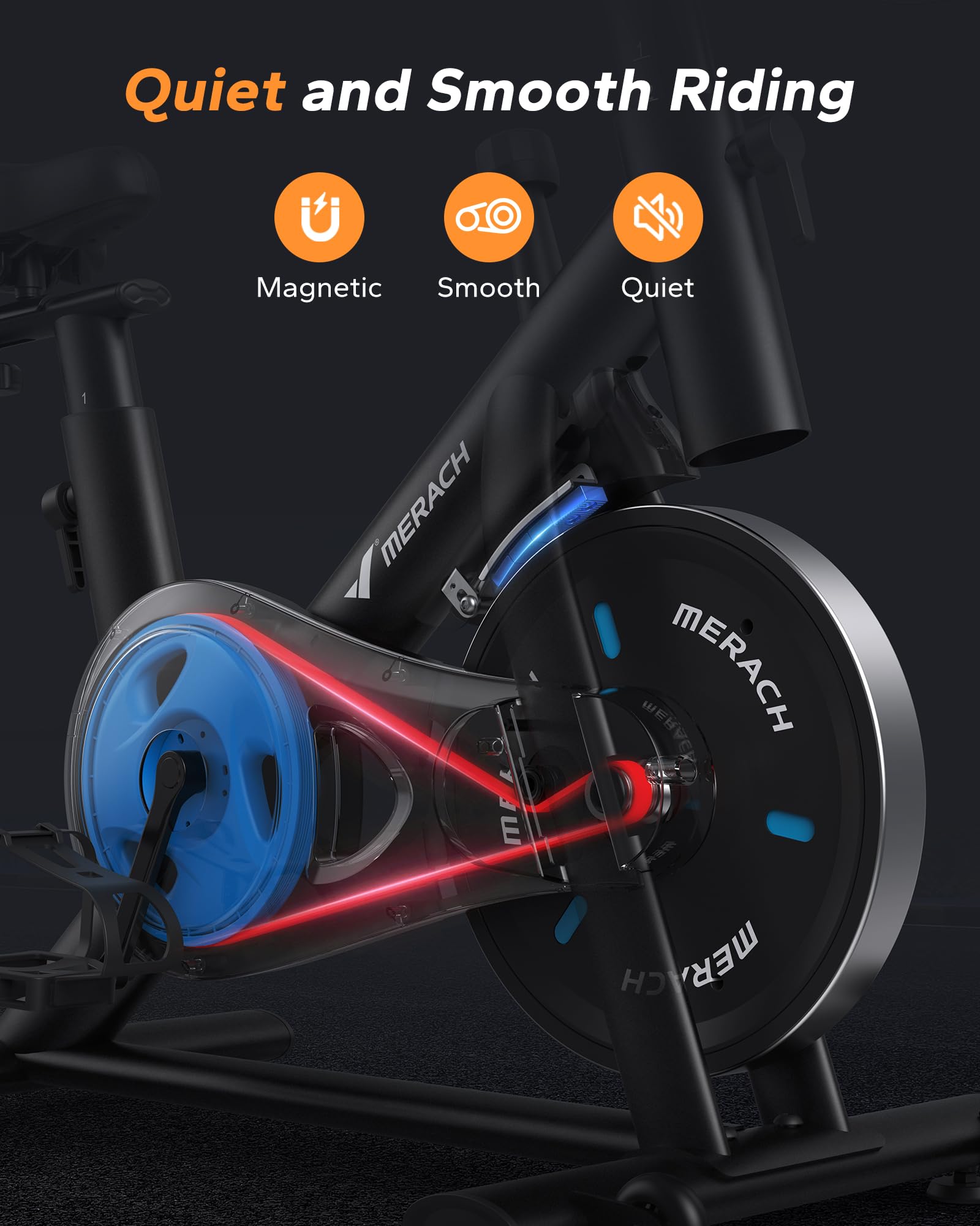 MERACH Stationary Exercise Bike – Quiet Belt-Drive Indoor Cycling with Bluetooth App, 300 lb Capacity, LED Monitor, Tablet Mount & Fitness Courses - Image 15