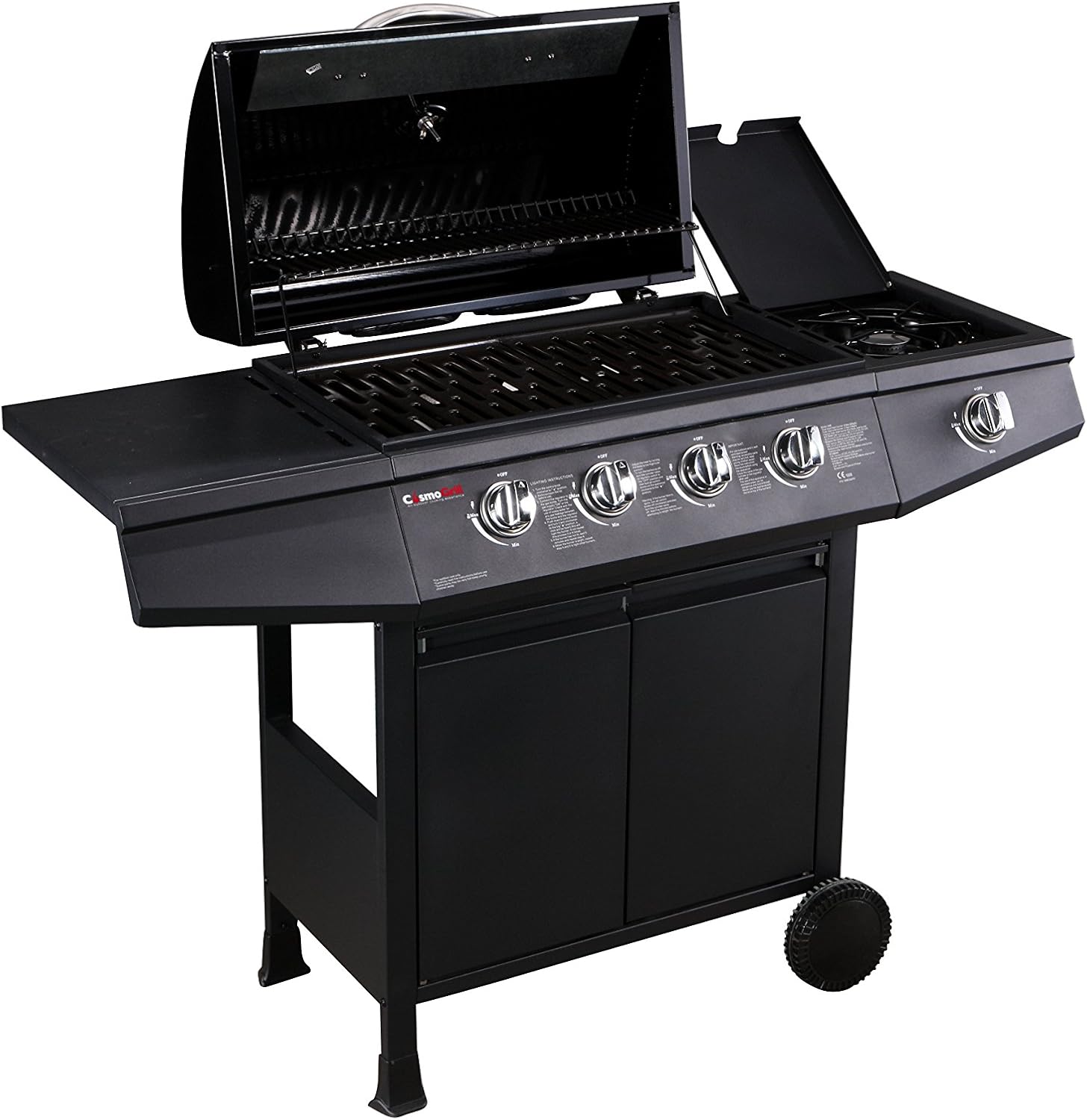 CosmoGrill Original 4+1 Gas Burner BBQ Grill with Side Burner, Warming Rack & Storage - Outdoor Garden Barbecue with Temperature Gauge - Image 7