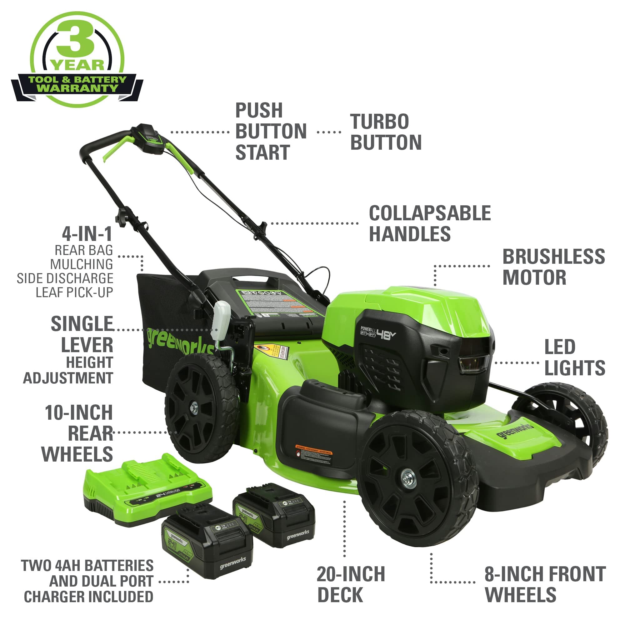 Greenworks 24V Brushless Cordless Push Lawn Mower – 13″ (33 cm) Deck, 4.0 Ah Battery & Charger Included - Image 54