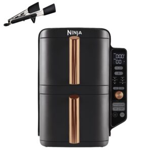 Ninja SL300UK Double Stack Air Fryer - Vertical Dual Zone, 7.6L, 2 Drawers & Racks, 6 Cooking Functions, Space Saving Design, Black