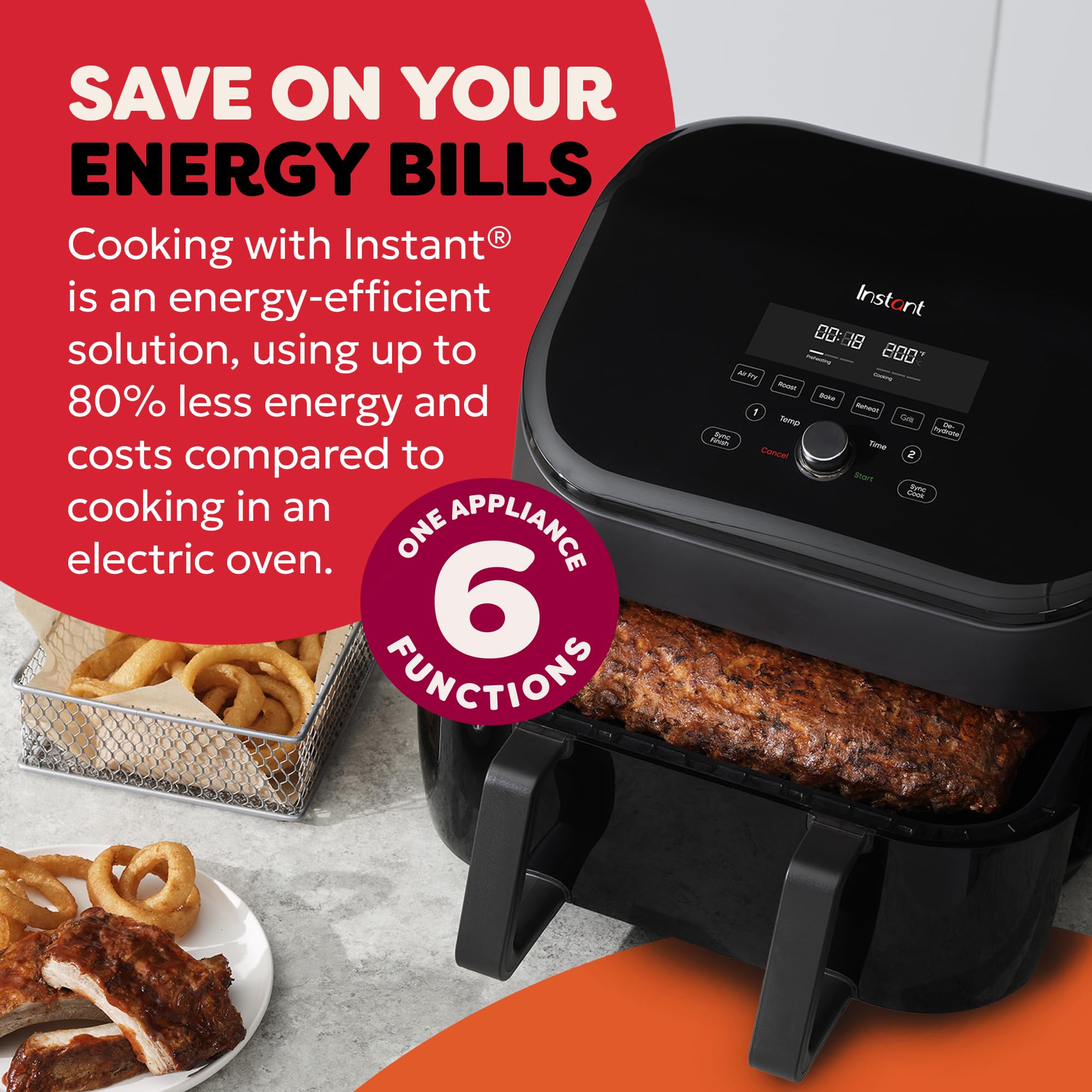 Instant Pot VersaZone Dual Air Fryer 8.5L – Double Basket with Divider, 8-in-1 Smart Cooking, Energy Saving, Easy Clean, Black Stainless Steel - Image 25