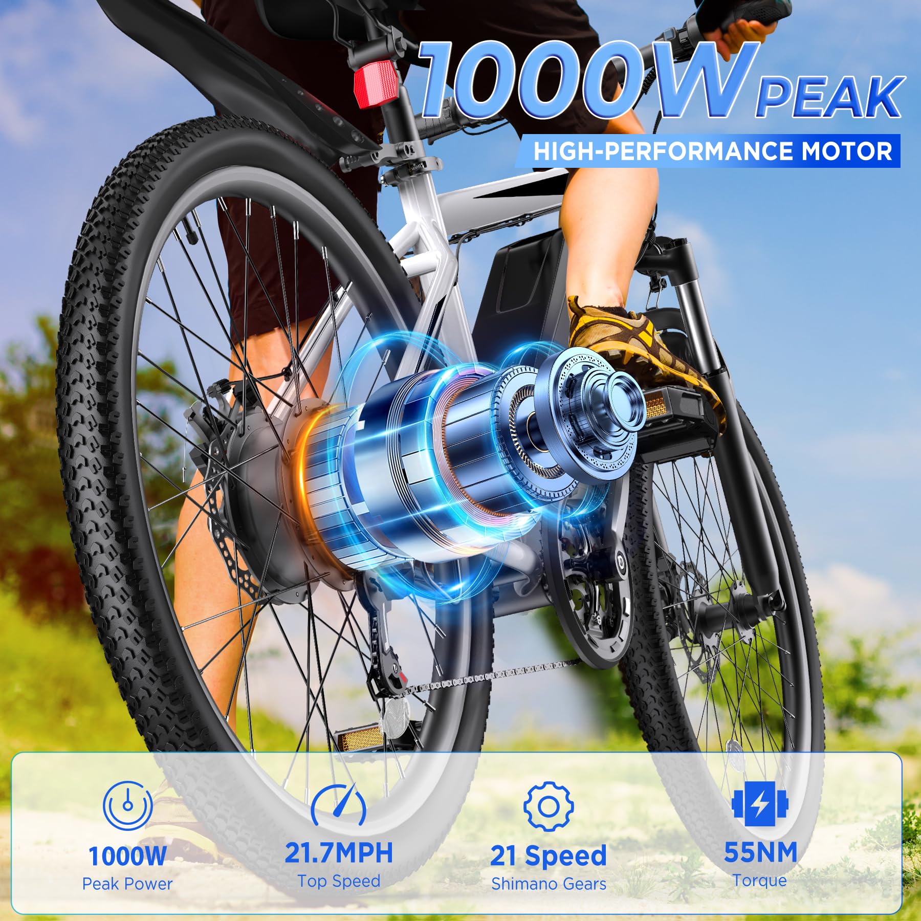 Funhang EB-M1 26″ Electric Mountain Bike – 500 W (1 000 W peak) motor, 48 V 374 Wh removable battery, 35 km h⁻¹ top-speed, up to 80 km range - Image 22