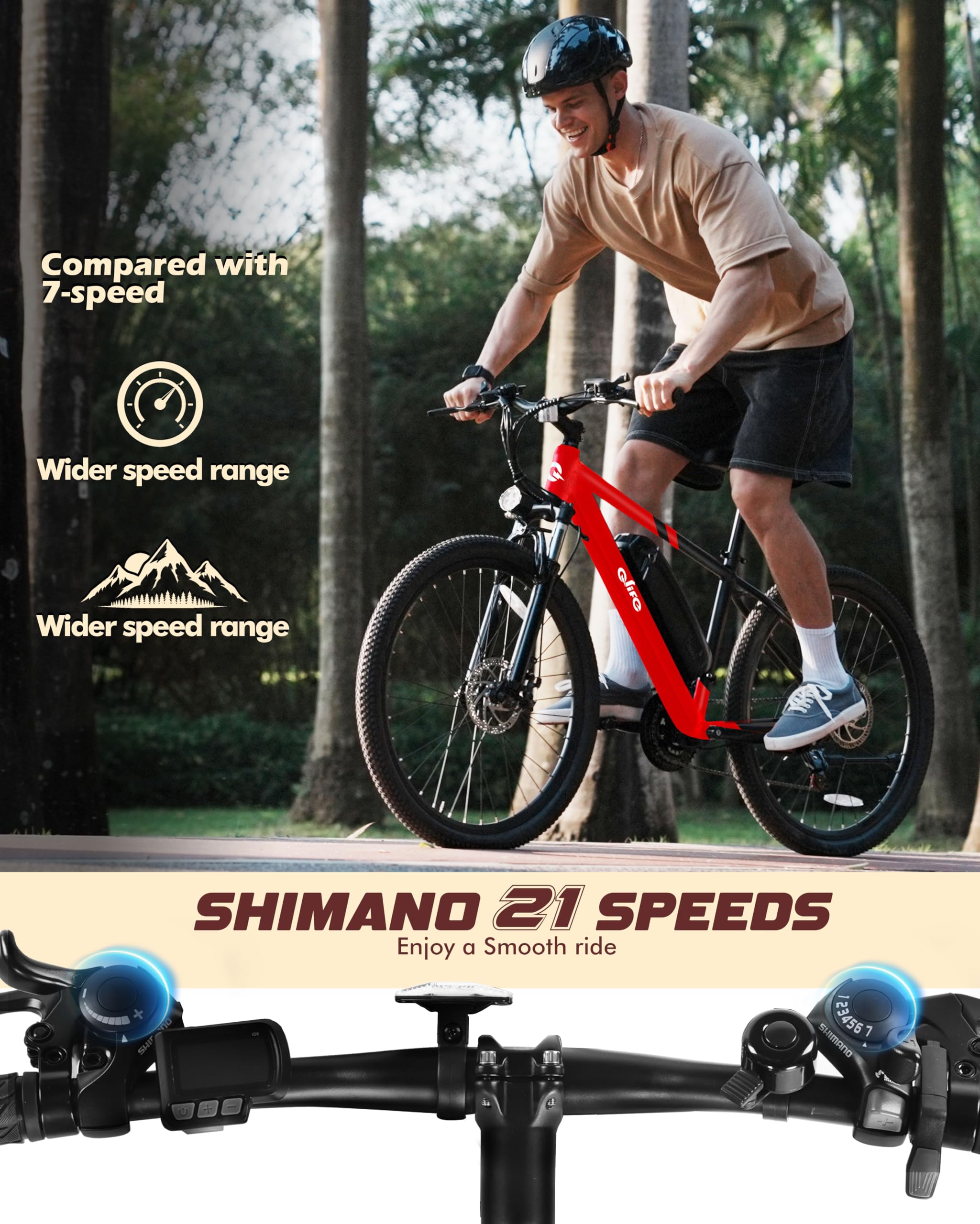 Racer Electric Bike for Adults - 21-Speed Mountain Lightweight Ebike with Peak 750W 22MPH Brushless Motor, 375Wh Removable Battery, 26X2.1 Tire Step Over E-MTB, Up to 40 Miles - Image 76