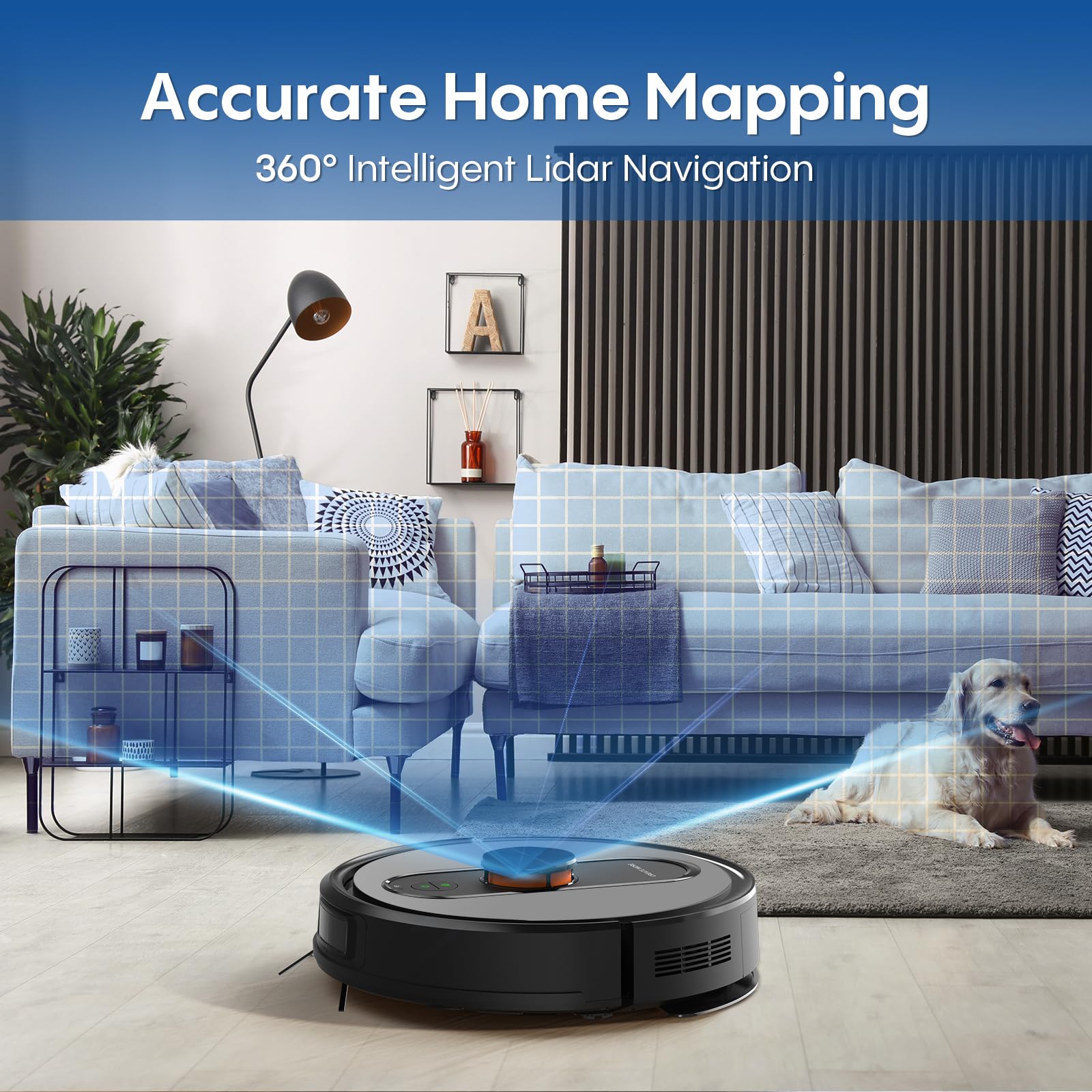 Eitton BL--20 Robot Vacuum and Mop Combo – 5000Pa Suction, LiDAR Navigation, No-Go Zones, Smart Mapping, App/Alexa Control, Self-Charging, Ideal for Pet Hair, Hard Floors & Carpet - Image 10