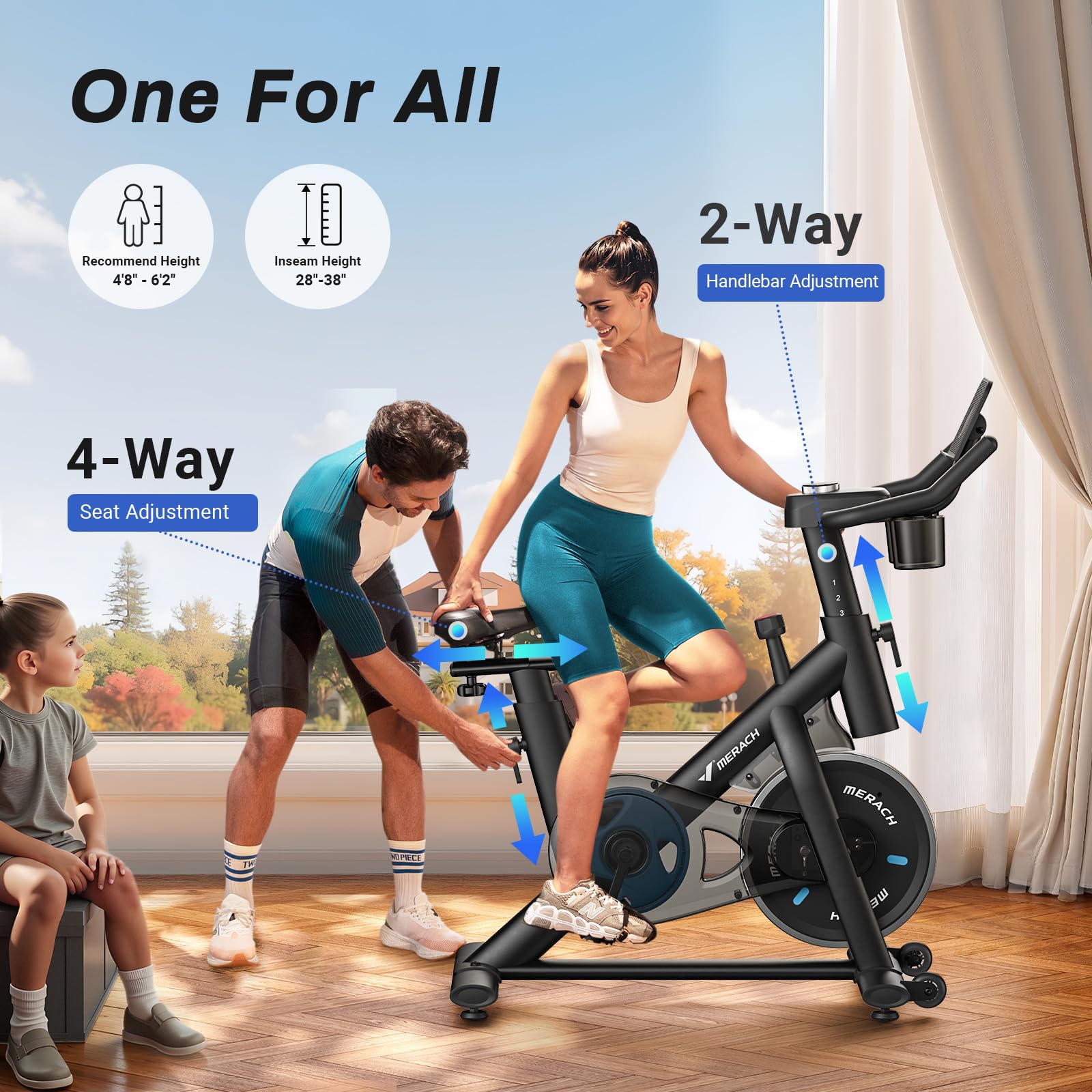 MERACH Stationary Exercise Bike – Quiet Belt-Drive Indoor Cycling with Bluetooth App, 300 lb Capacity, LED Monitor, Tablet Mount & Fitness Courses - Image 29