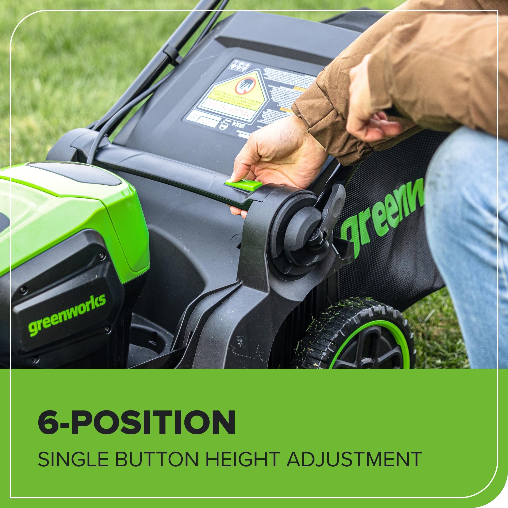 Greenworks 60V Brushless Cordless Push Lawn Mower – 17″ (43 cm) Deck, 4.0 Ah Battery & 3 A Rapid Charger, 40 Min Runtime - Image 9