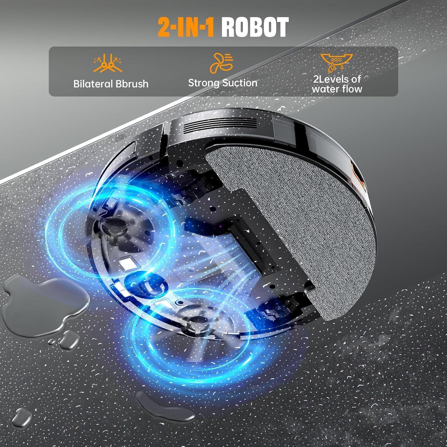 XIEBro T8S Robot Vacuum and Mop Combo – 2-in-1 Smart Cleaner with 3200Pa Suction, APP/Voice Control, Auto-Charge, Ultra-Slim, Pet Hair Friendly, for Hard Floors & Carpet - Image 7