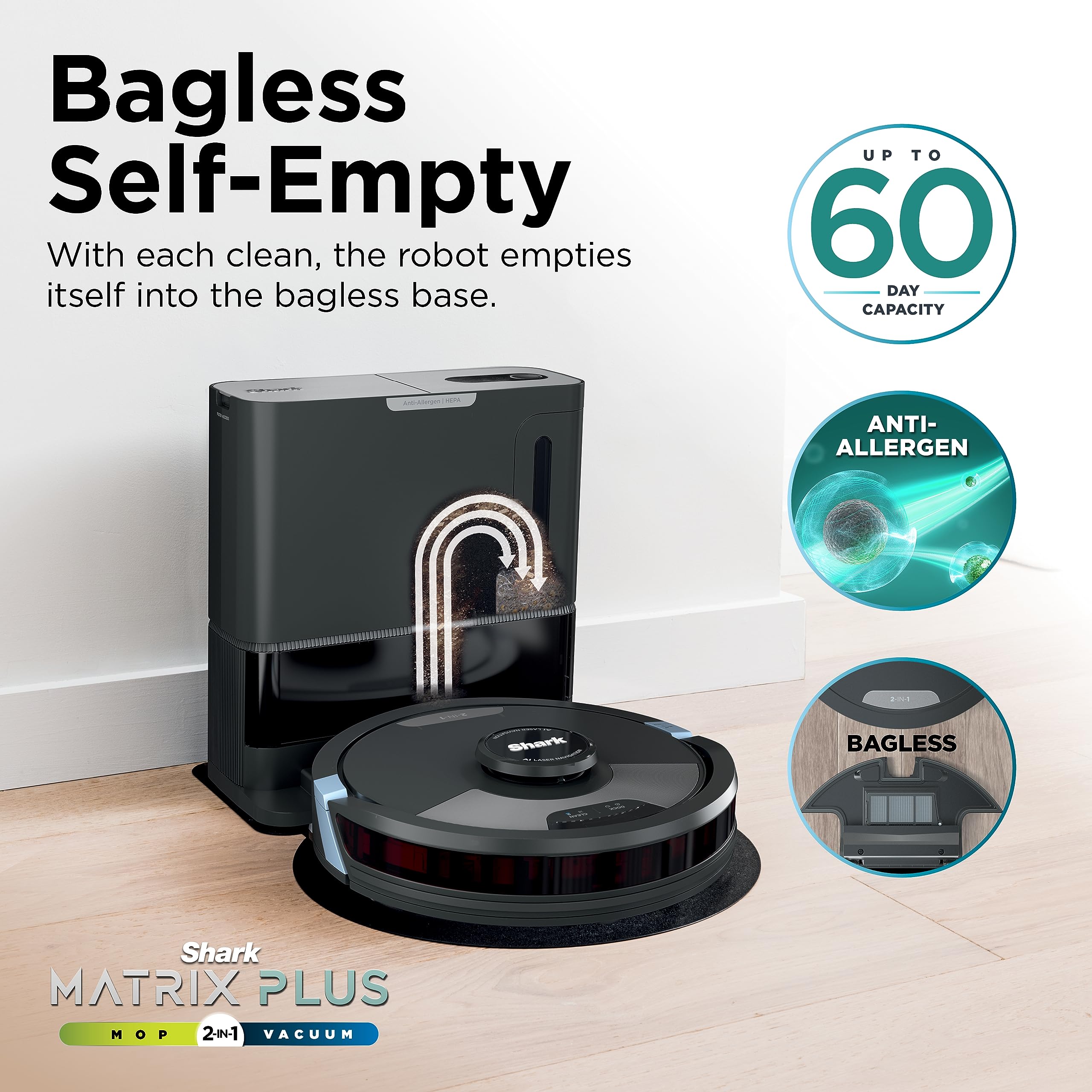 Shark Matrix Plus 2-in-1 Robot Vacuum & Mop with Sonic Mopping, Matrix Clean Navigation, Self-Empty HEPA Base, Precision Mapping, CleanEdge Technology, Pet Hair Removal, WiFi/App Control, RV2610WA - Image 15