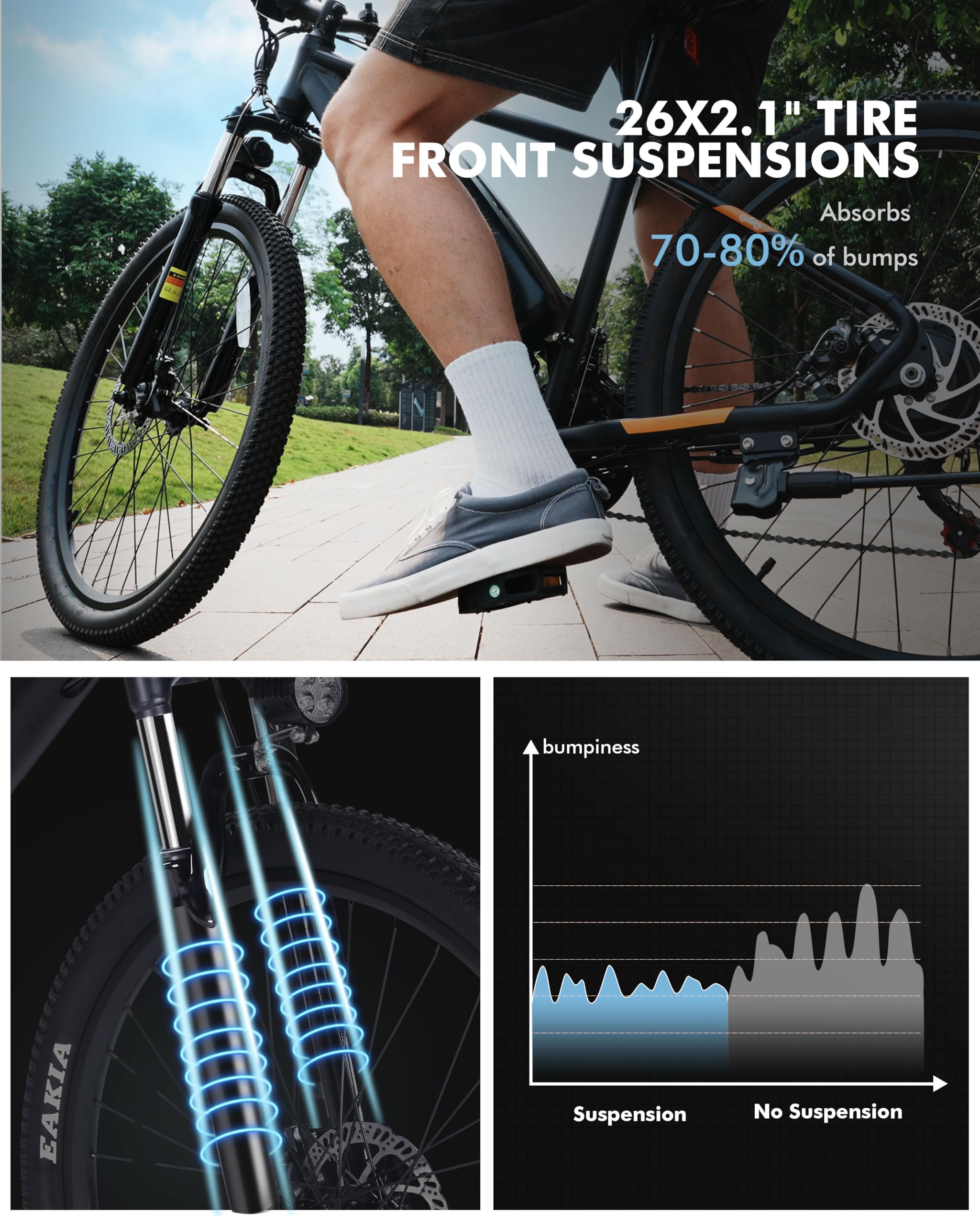 Racer Electric Bike for Adults - 21-Speed Mountain Lightweight Ebike with Peak 750W 22MPH Brushless Motor, 375Wh Removable Battery, 26X2.1 Tire Step Over E-MTB, Up to 40 Miles - Image 57