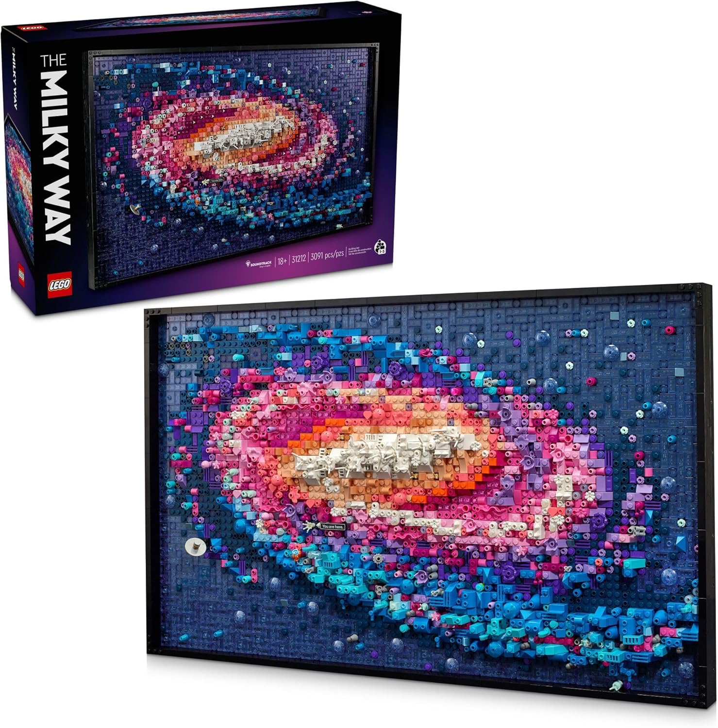 LEGO Art The Milky Way Galaxy 31212 – Space-Themed 3D Wall Art Building Set for Adults, 5-Panel Astronomy Display with Famous Celestial Features, 3,091 Pieces – Creative Gift for Space Lovers