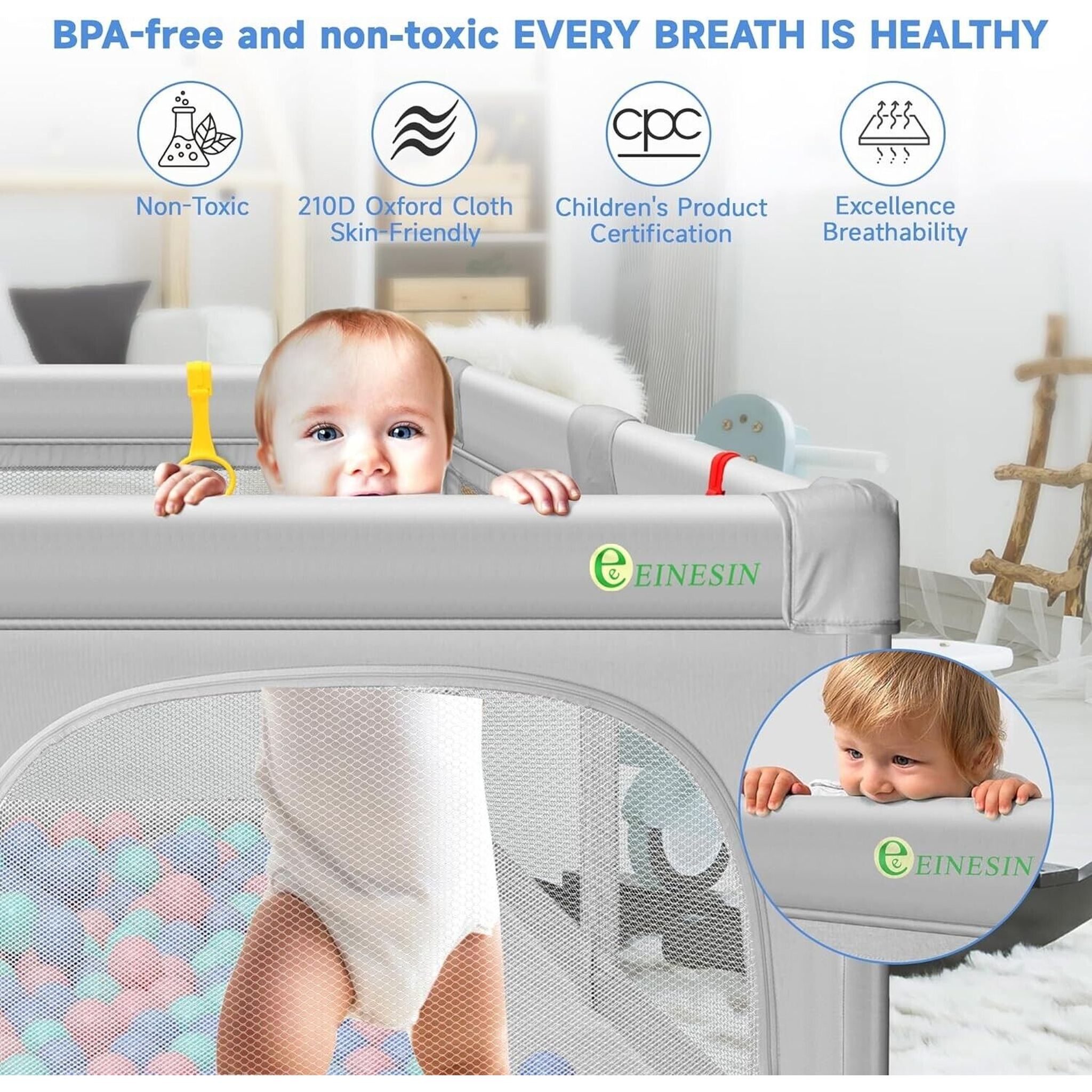 Baby Playpen for Babies and Toddlers Safety Playard with Anti-Collision Foam