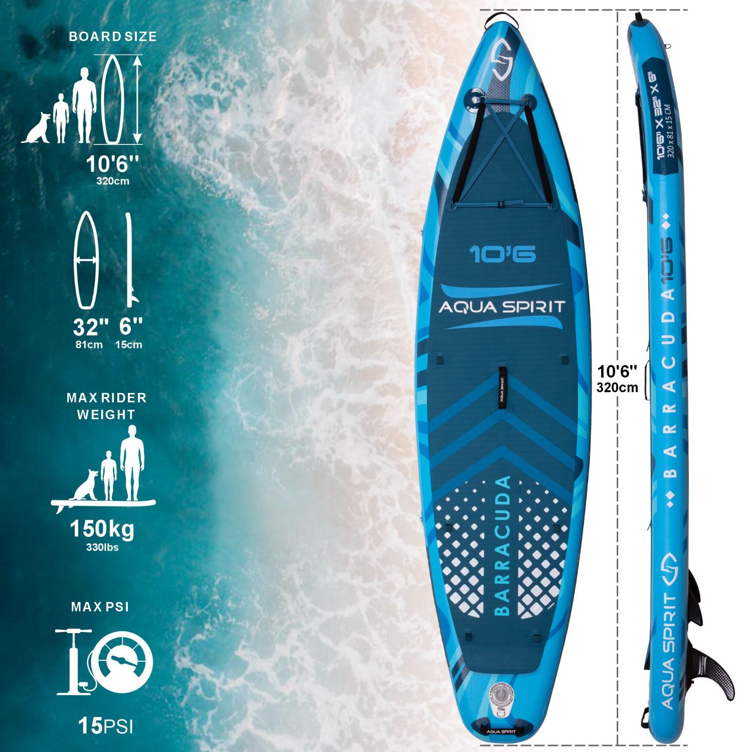 Aqua Spirit Barracuda iSUP/Kayak Inflatable Stand Up Paddle Board 2025 - Image 5