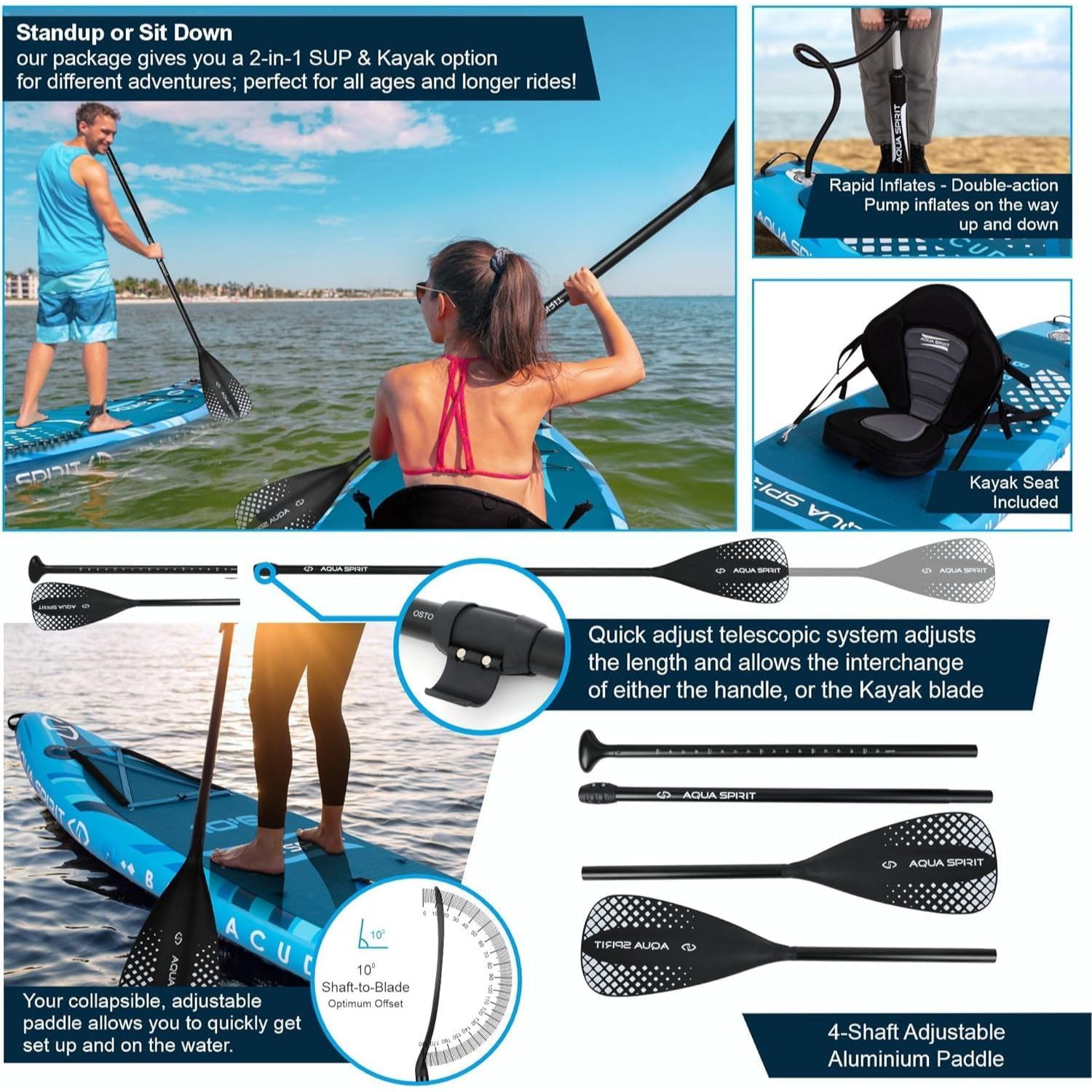 Aqua Spirit Barracuda iSUP/Kayak Inflatable Stand Up Paddle Board 2025 - Image 6