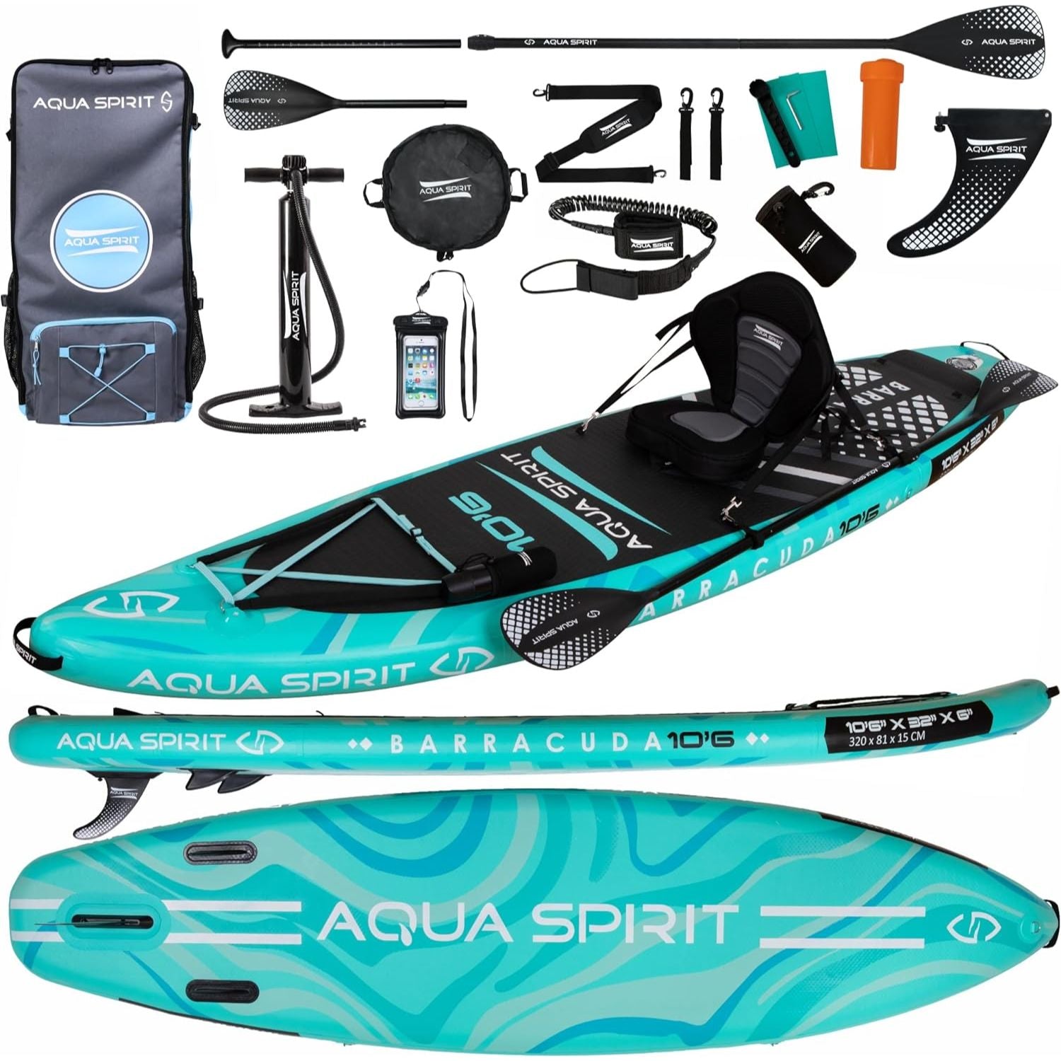 Aqua Spirit Barracuda iSUP/Kayak Inflatable Stand Up Paddle Board 2025 - Image 10