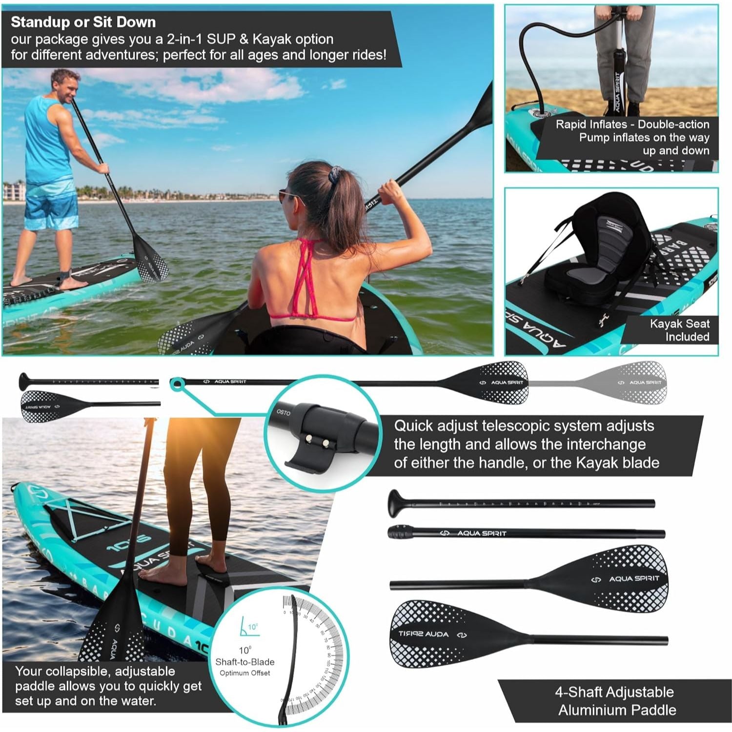 Aqua Spirit Barracuda iSUP/Kayak Inflatable Stand Up Paddle Board 2025 - Image 14
